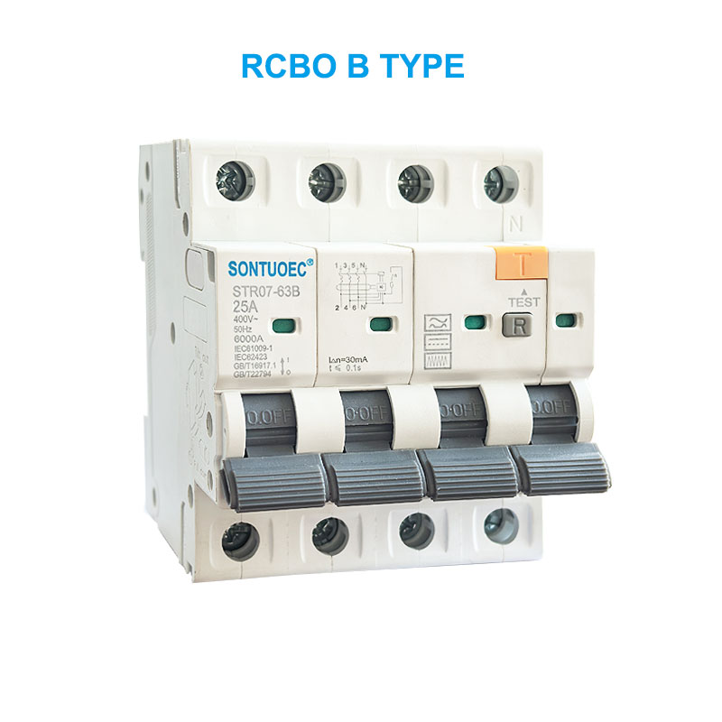 strous7-63b rcbo B د 2p 4P پاتې شوي اوسني سرکټ ماتونکی